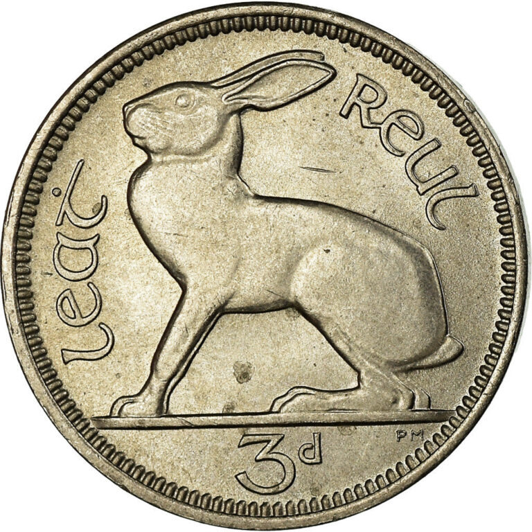 Read more about the article Irish Coin Ireland 3 Pingin | Hare | Celtic Harp | 1942 – 1968