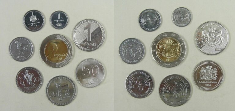 Read more about the article GEORGIA SET 1 2 5 10 20 50 Tetri Thetri 1 2 Lari 1993 2006 UNC Lot 8 Coins!