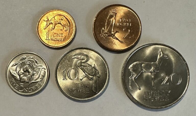 Read more about the article Zambia 1968 Set Of 5 Coins 1  2  5  10  20 Ngwee BU Lot#Z43