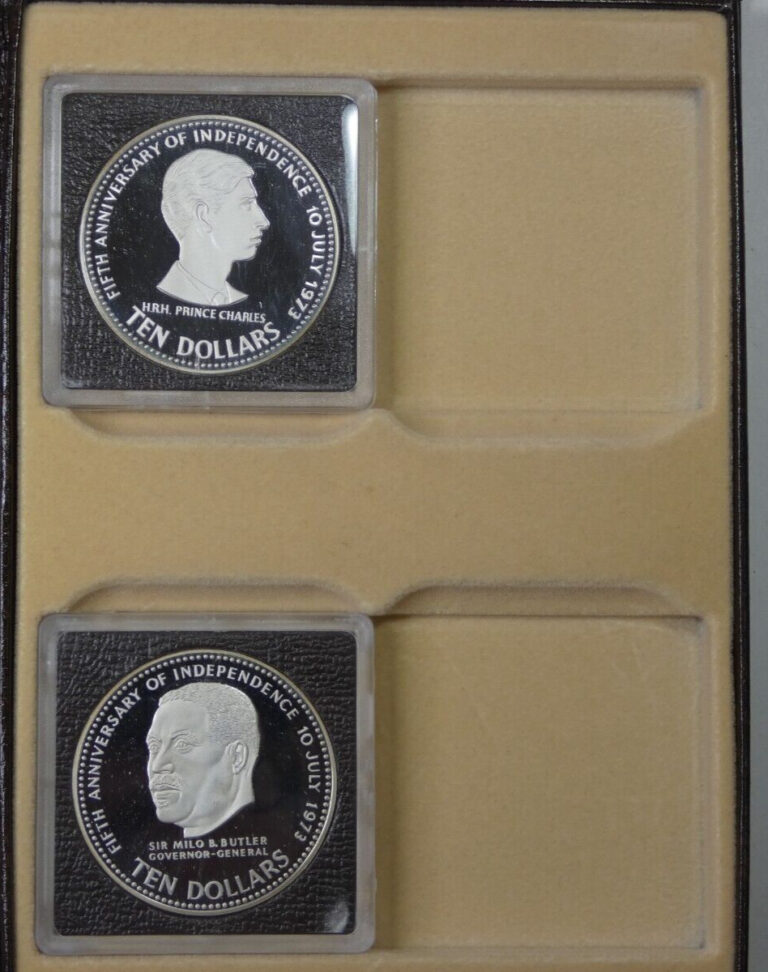Read more about the article 1978 Bahamas 5th Anniv. Independence $10 Prince Charles/Butler SILVER PROOF Set