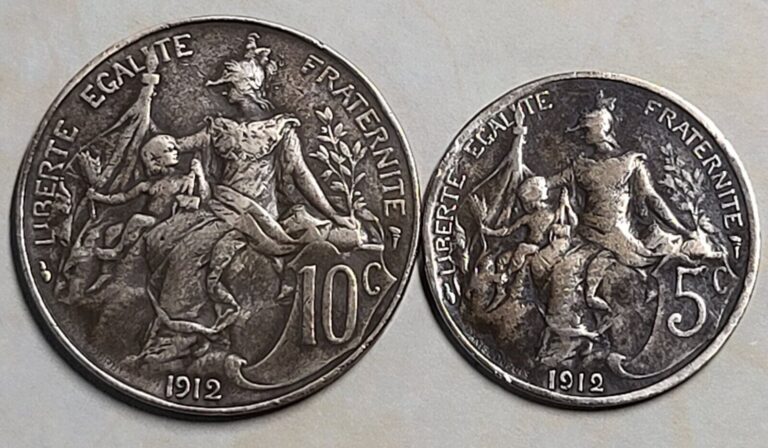 Read more about the article 💰1912 France – French / Francaise  5 and 10 Centimes – Copper Coins #32