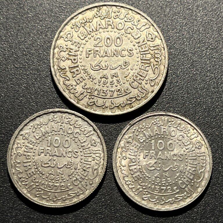 Read more about the article 1953 100 and 200 Francs Morocco Silver 3 Coins