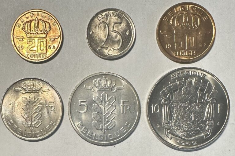 Read more about the article Belgium 1948-1998 Set of 6 Coins UNC/BU  French Text (Random Dates)
