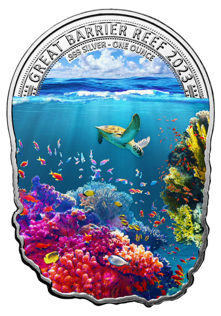 Read more about the article 2023 Fiji $2 1-oz Great Barrier Reef-Shaped Colorized Coin BU