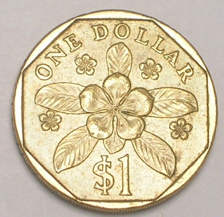 Read more about the article 1995 Singapore Singaporean One 1 Dollar Periwinkle Flower Coin VF+