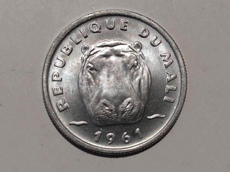 Read more about the article 1961 MALI 5 FRANCS ALUMINUM COIN HIGH GRADE UNC BU HIPPO