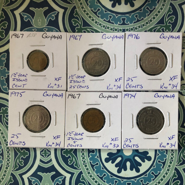 Read more about the article World Foreign Guyana Coins Lot of 6 Vintage  1900s Mixed EO-6