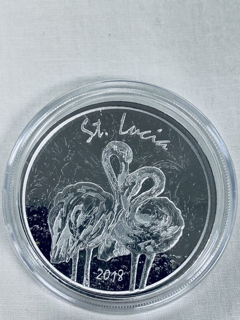 Read more about the article Eastern Caribbean Central Bank 2018 Silver $2 St. Lucia- Flamingoes