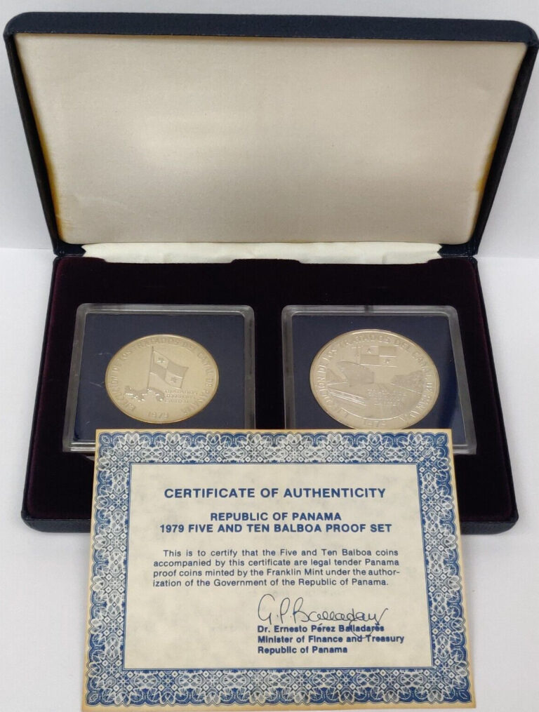 Read more about the article 1979 PANAMA PROOF SILVER COIN SET FIVE AND TEN BALBOA