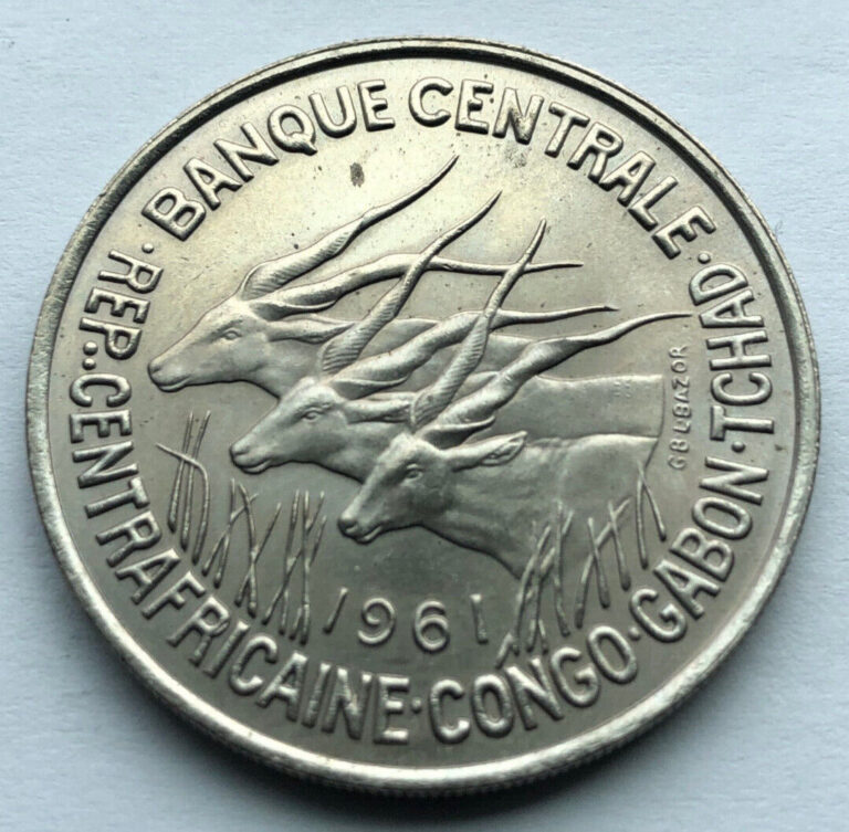 Read more about the article Equatorial African States 50 Francs 1961 Congo Gabon Tschad Almost Unc COIN