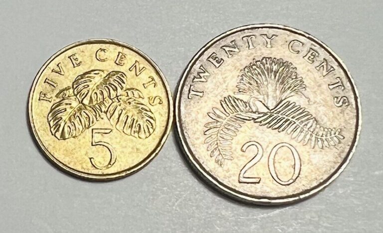 Read more about the article Old Version  20 Cents  – 5 Cents  Singapura  Singapore  Two  Coins  Collectibles