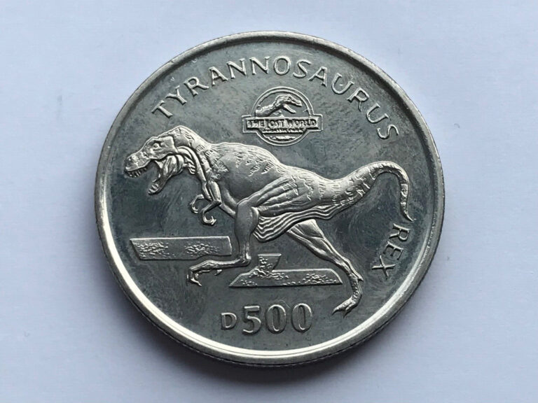 Read more about the article 1997 BOSNIA HERZEGOVINA TYRANNOSAURUS REX THE LOST WORLD 500 DINARA COIN