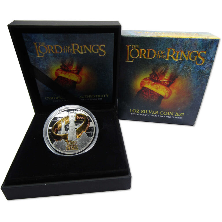 Read more about the article The Lord of the Rings 1 oz .999 Silver $5 Coin 24K Gold Plating 2022 Samoa COA