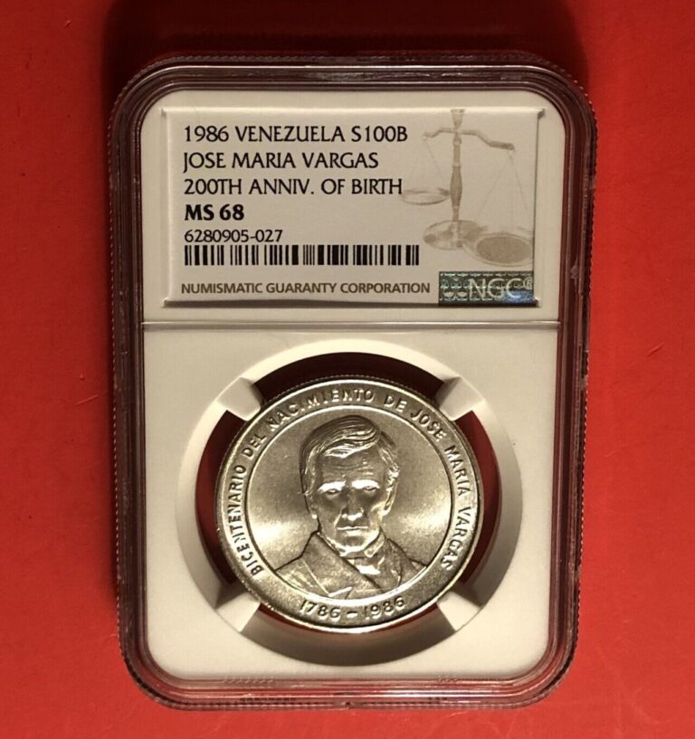 Read more about the article 1986-VENEZUELA- 100 BOLIVARS SILVER COIN GRADED BY NGC MS 68 ..RARE GRADE.