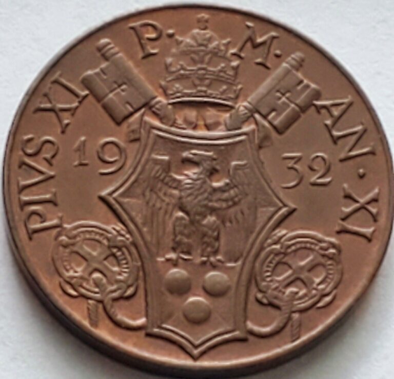 Read more about the article 1932 Vatican City 5 Centesimi Gorgeous Coin! Better Year  Low Mintage! Pius XI