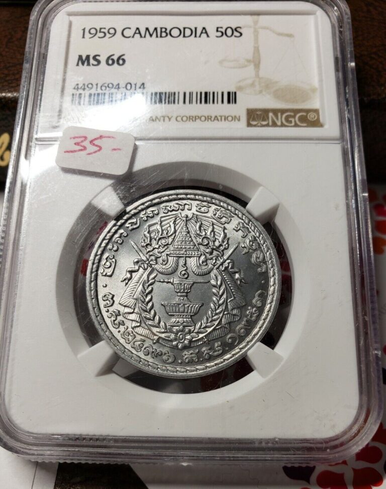 Read more about the article NGC 1959 CAMBODIA 50 SEN MS66 FOREIGN PCGS LOT