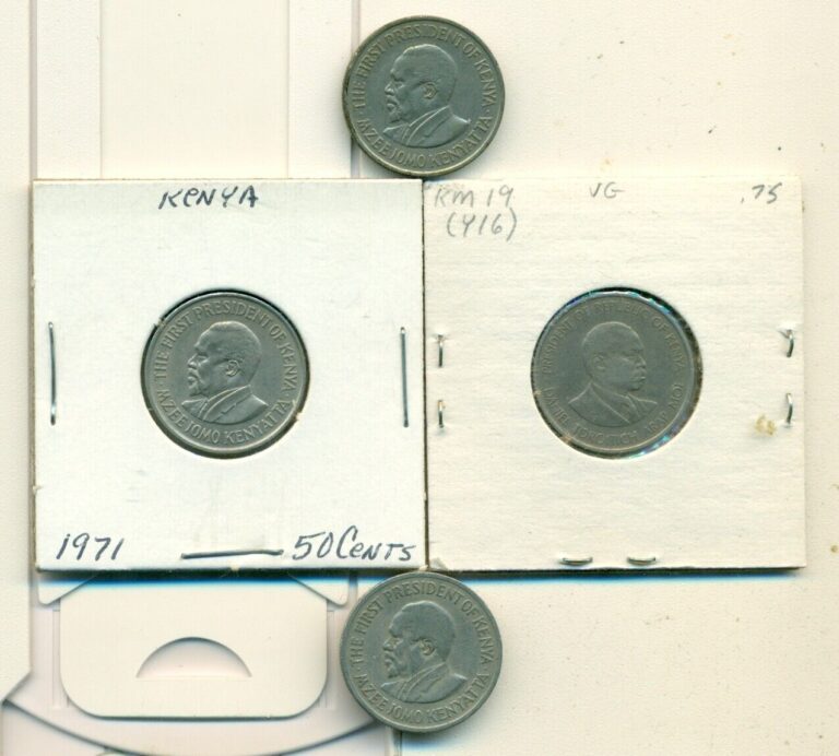 Read more about the article 4 DIFFERENT 50 CENT COINS from KENYA (1971  1974  1975  1980)