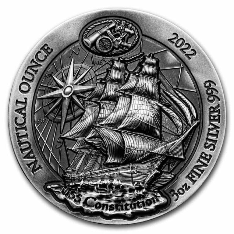 Read more about the article 2022 Rwanda 3 oz Silver Nautical USS Constitution (HR  Antiqued) – SKU#274359