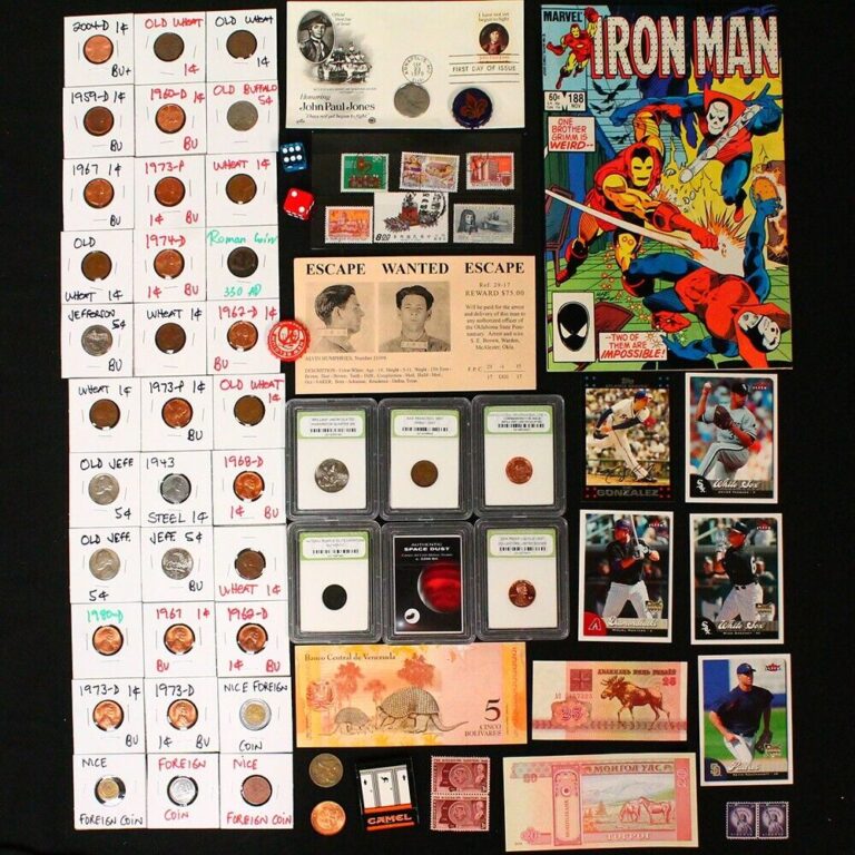 Read more about the article Large Estate Lot Coin Collection Iron Man Comic Book+ Baseball Cards 1