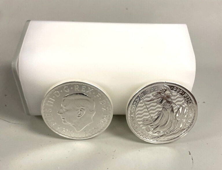 Read more about the article Roll of 25 Silver 2023 Silver King Charles 1oz Britannia .999 Fine Coins in Tube