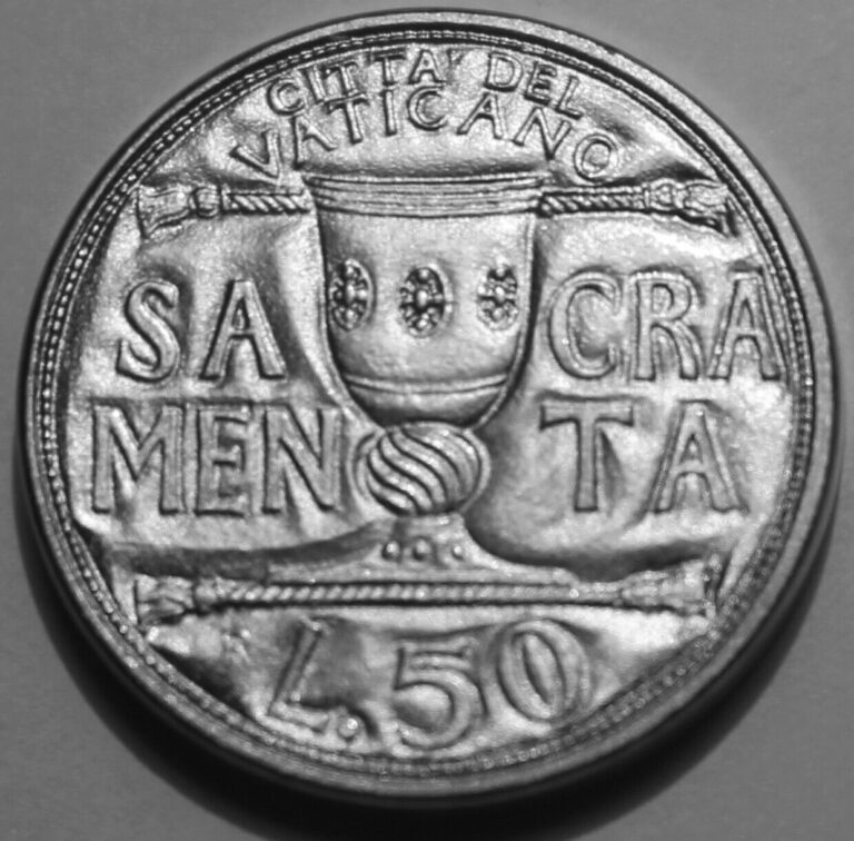 Read more about the article Vatican City 50 Lire Coin 1993 R A. XV KM#246 Sacramenta Pope John Paul II Fifty