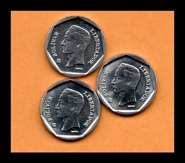 Read more about the article Venezuela UNC Lot 3 Coins 10 Bolivares 2002 Nickel Clad Steel 2.33gr 17 mm