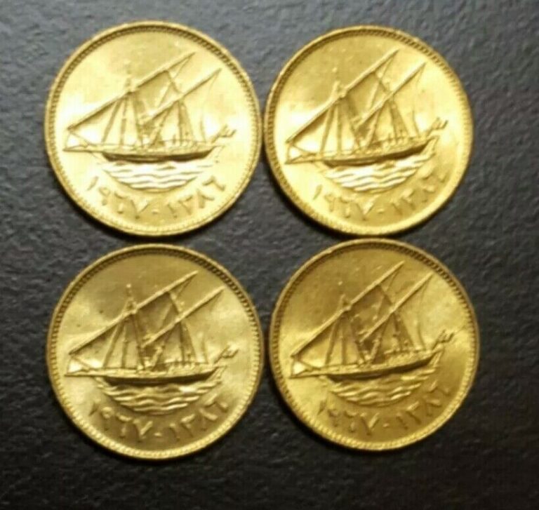 Read more about the article 1967 KUWAIT LOT OF 4x UNC 1 FILS COINS AH-1386 Nc-Br KM 9 SAILINING BOAT SHIP