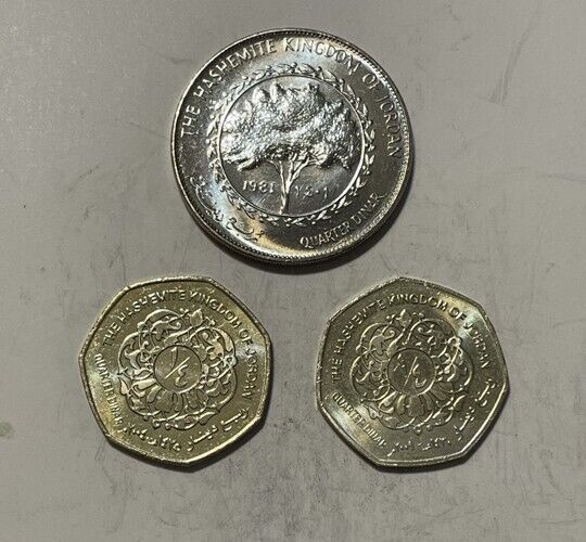 Read more about the article Jordan – (3) Different 1/4 Dinar Coins (1981-2009)
