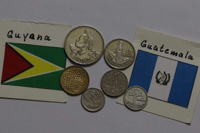 Read more about the article 🧭 🇬🇾 GUYANA + GUATEMALA OLD COINS WITH SILVER B55 #51 M32