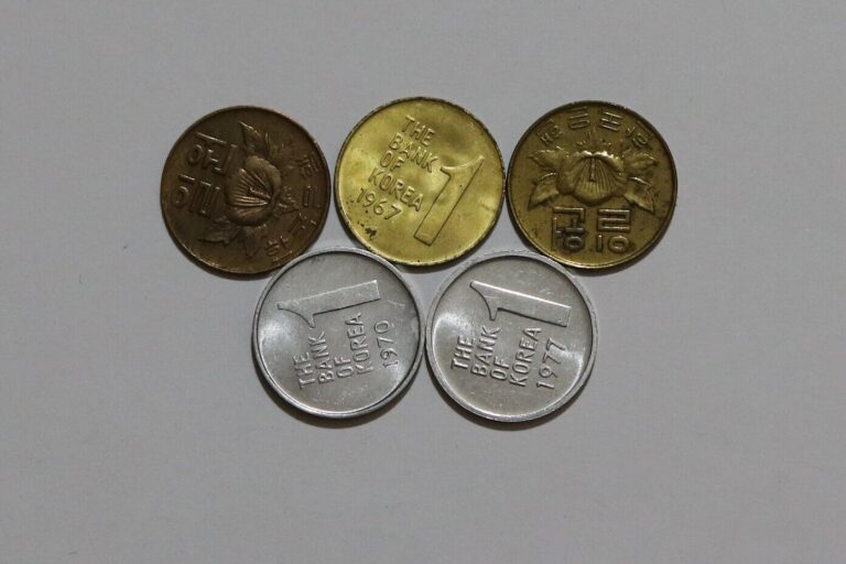 Read more about the article SOUTH KOREA – 1 WON – 5 COINS LOT B49 #1540