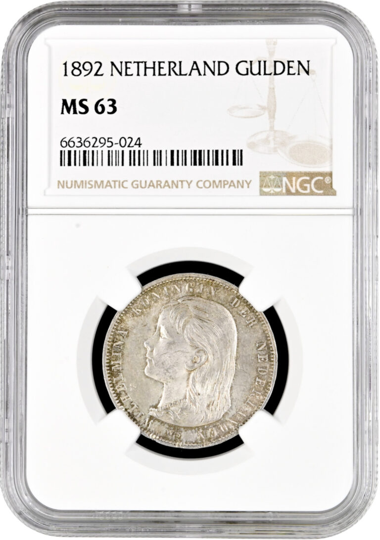 Read more about the article Netherlands 1 gulden 1892  NGC MS63  “Queen Wilhelmina (1890 – 1948)”