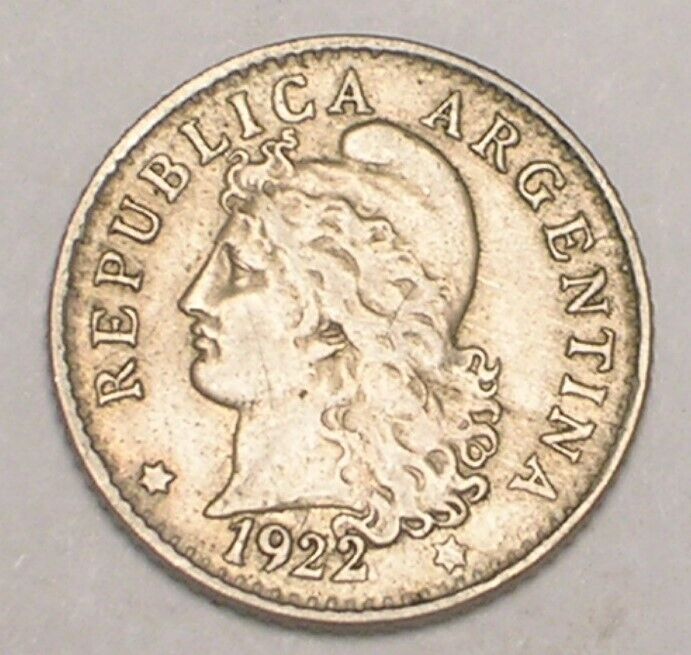 Read more about the article 1922 Argentina Argentinian 5 Centavos Liberty Coin VF+