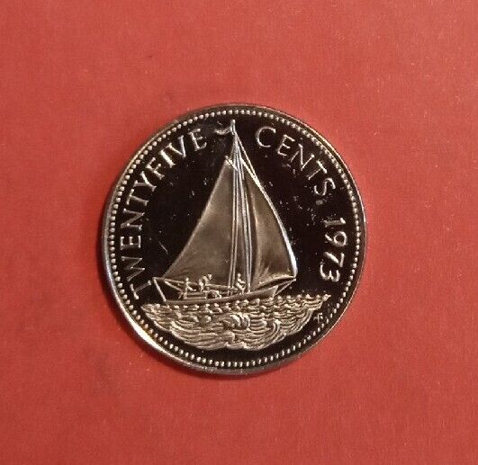 Read more about the article Bahamas  25 Cents~ 1973  Bahamian Sloop~Mintage~35 000   Proof