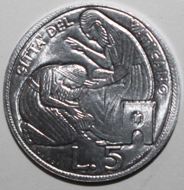 Read more about the article Vatican City 5 Lire Coin 1975 KM# 126 Pope Paul VI Redemption Bethany Five