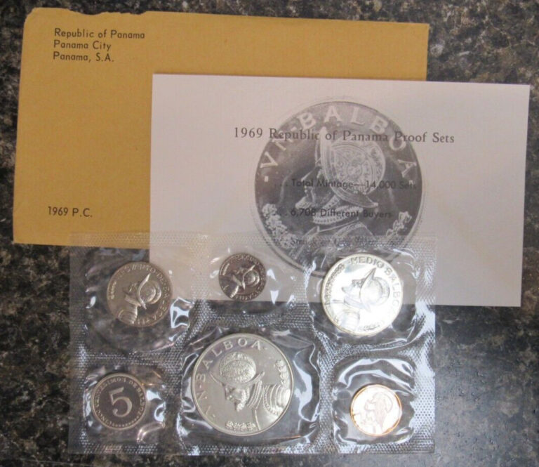 Read more about the article 1969 Panama Gem Proof Set US Mint 14 000 Total Mintage W/SILVER BALBOA Coins OGP
