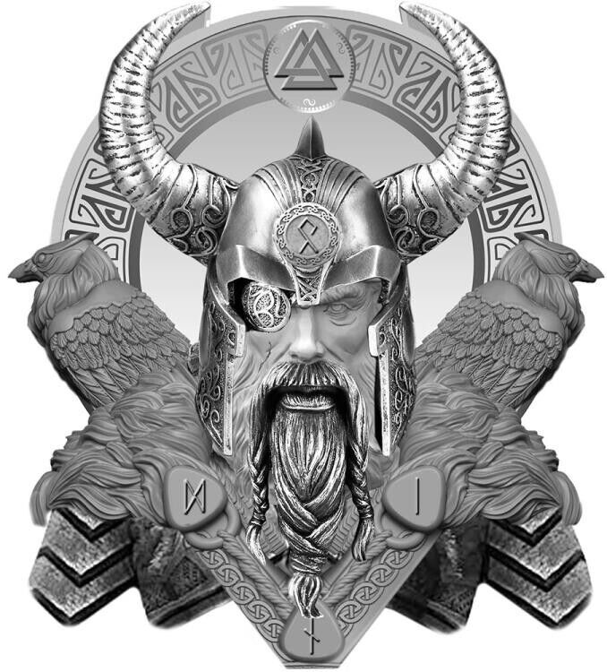 Read more about the article 2022 Ghana Norse Gods ODIN Shaped Ultra High Relief Silver Plated Antiqued Coin