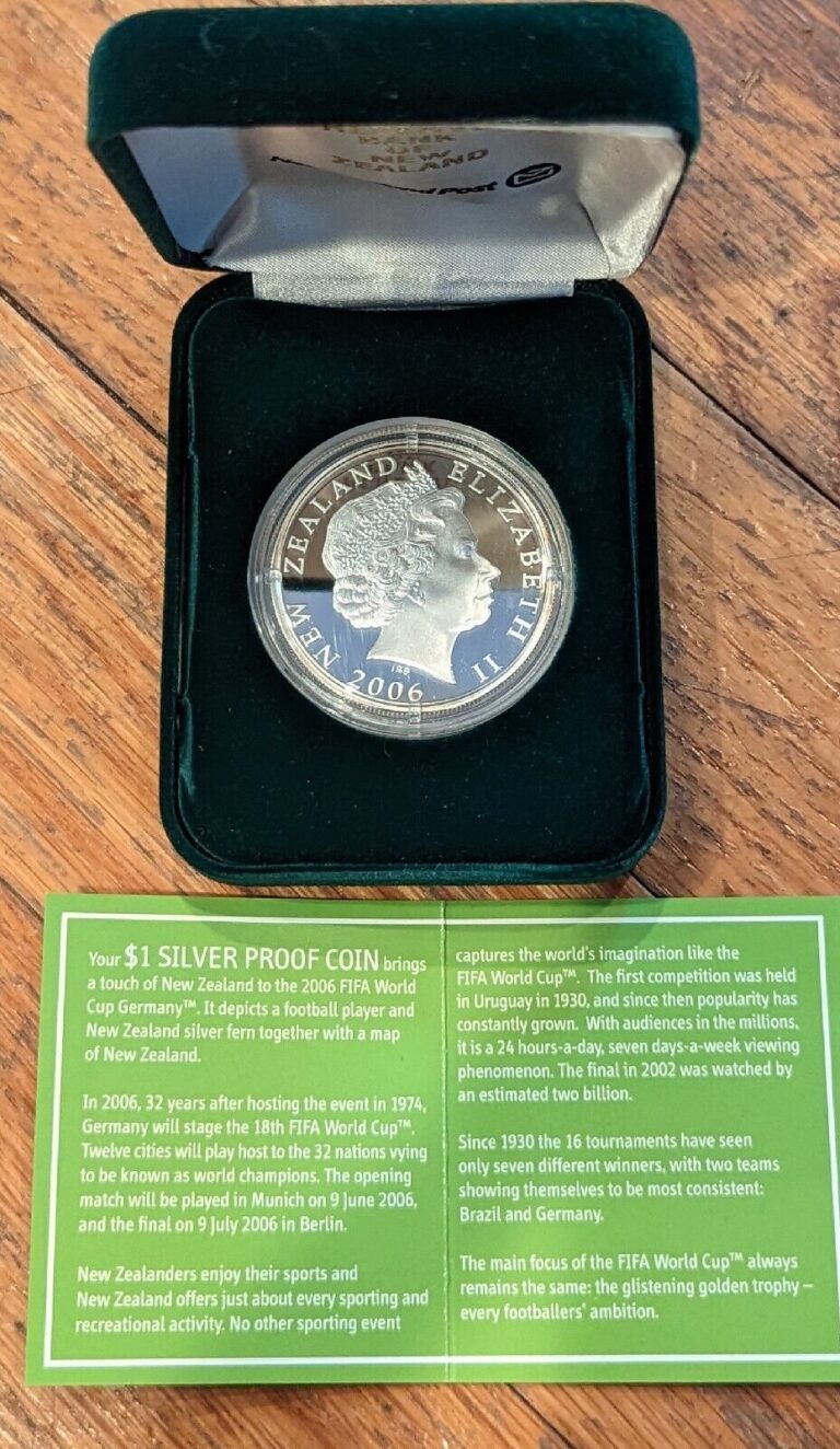 Read more about the article 2006 NEW ZEALAND SILVER PROOF 1$ COIN FIFA FOOTBALL WORLD CUP GERMANY!!!!!!!