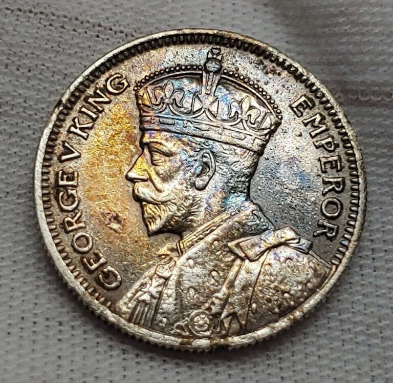 Read more about the article 1934 New Zealand 6 Pence Silver AU BU King George V Toned Eye Appeal KM#2