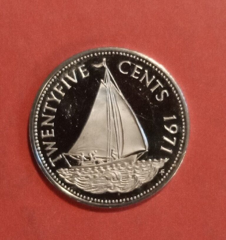 Read more about the article Bahamas  25 Cents~ 1971 Bahamian Sloop~Mintage~35 000   Proof