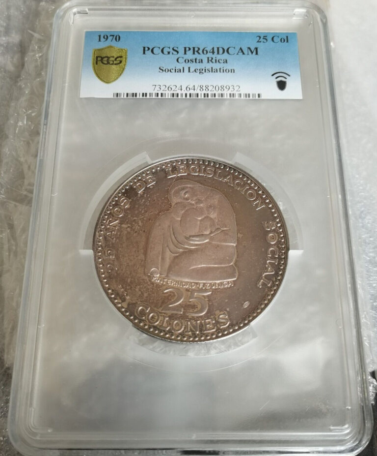 Read more about the article COSTA RICA 25 Colones 1970 PCGS PR64 Social Legislation Materniad