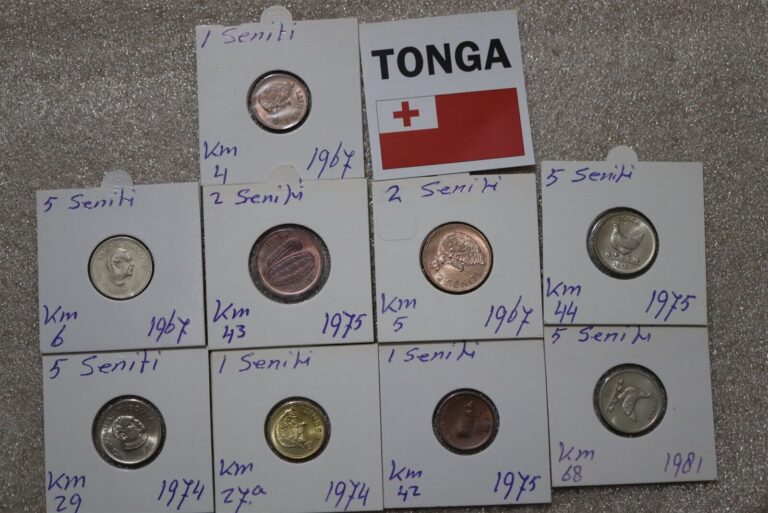 Read more about the article TONGA MINORS 1/2/5 SENITI – 9 COINS LOT HIGH GRADE B49 #N316