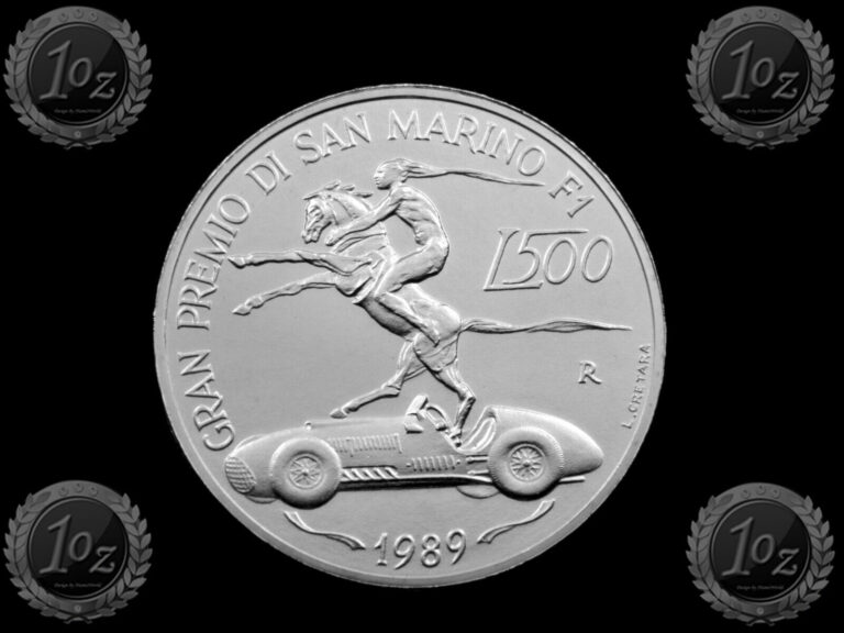 Read more about the article SAN MARINO 500 LIRE 1989 ( F1 GRAND PRIX ) SILVER Commem. Coin (KM# 243) UNC