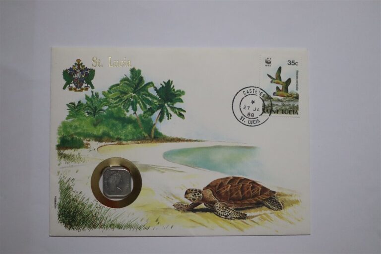 Read more about the article 🧭 ST. LUCIA 2 CENTS 1986 COIN COVER B53 #510