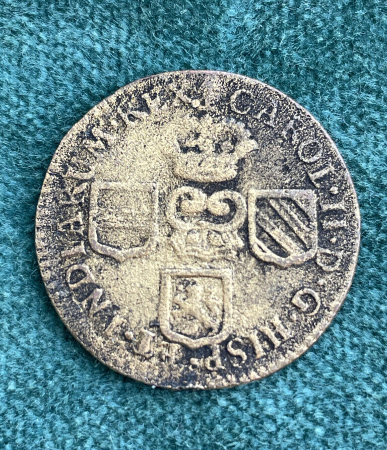 Read more about the article 1693 Spanish Netherlands Belgian States Flanders 1 Liard Gulden Coin Charles II