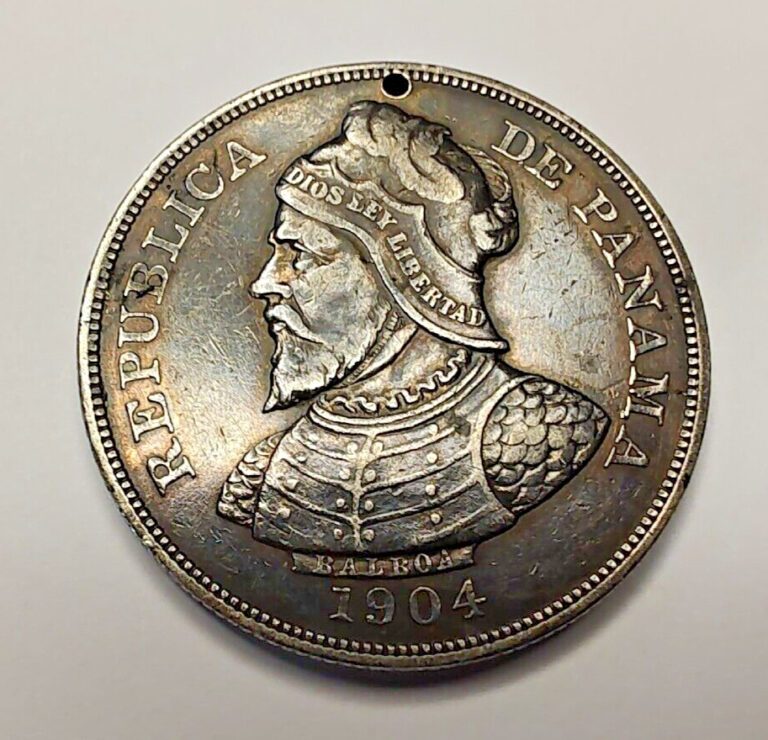 Read more about the article Panama – 1904 – Silver 50 Centesimos – KM# 5-AU DETAILS HOLED
