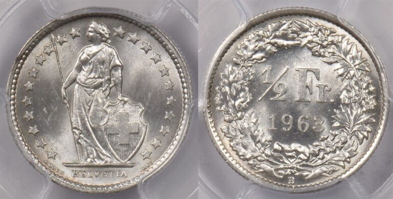 Read more about the article Switzerland 1963 B 1/2 Franc PCGS MS 64 PI0202 combine shipping
