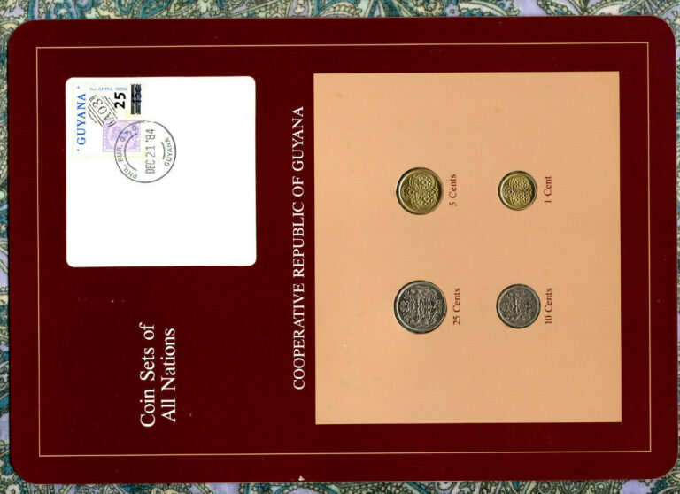 Read more about the article Coin Sets of All Nations Guyana 4 coins 1985-1988 UNC 25 cents 1988