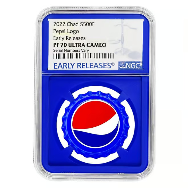 Read more about the article 2022 Chad Pepsi Bottle Cap 6g Silver NGC PF70 Certified 500 Francs Coin – JP401