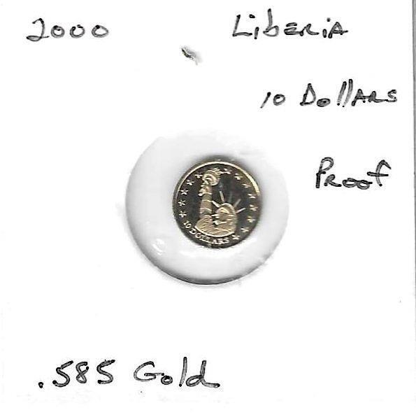 Read more about the article WORLD COINS – LIBERIA – 2000 – 10 DOLLARS – .585 GOLD – PROOF UNCIRCULATED