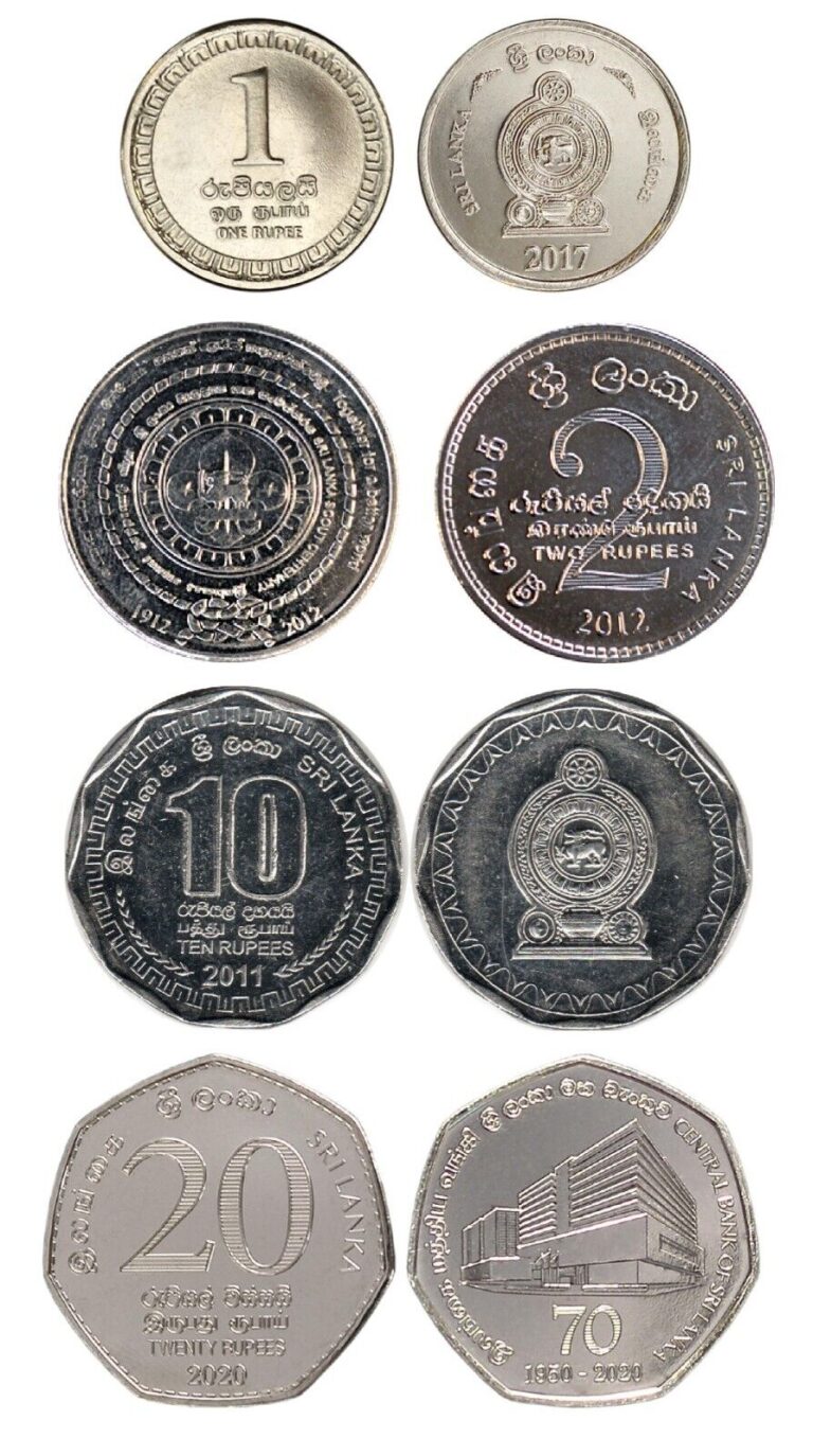 Read more about the article Set Of 4 Coins From Sri Lanka1 2 10 20 Rupees Genuine Used Coins